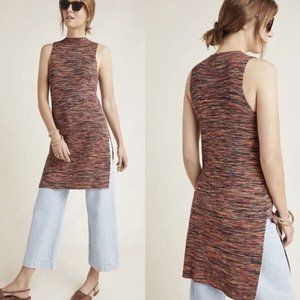 Anthropologie Tami Space Dye Sleeveless Tunic Sz S Side Slits Multicolor